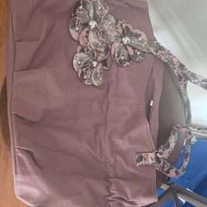 Claire's Purple Tote Bag with Floral Accents